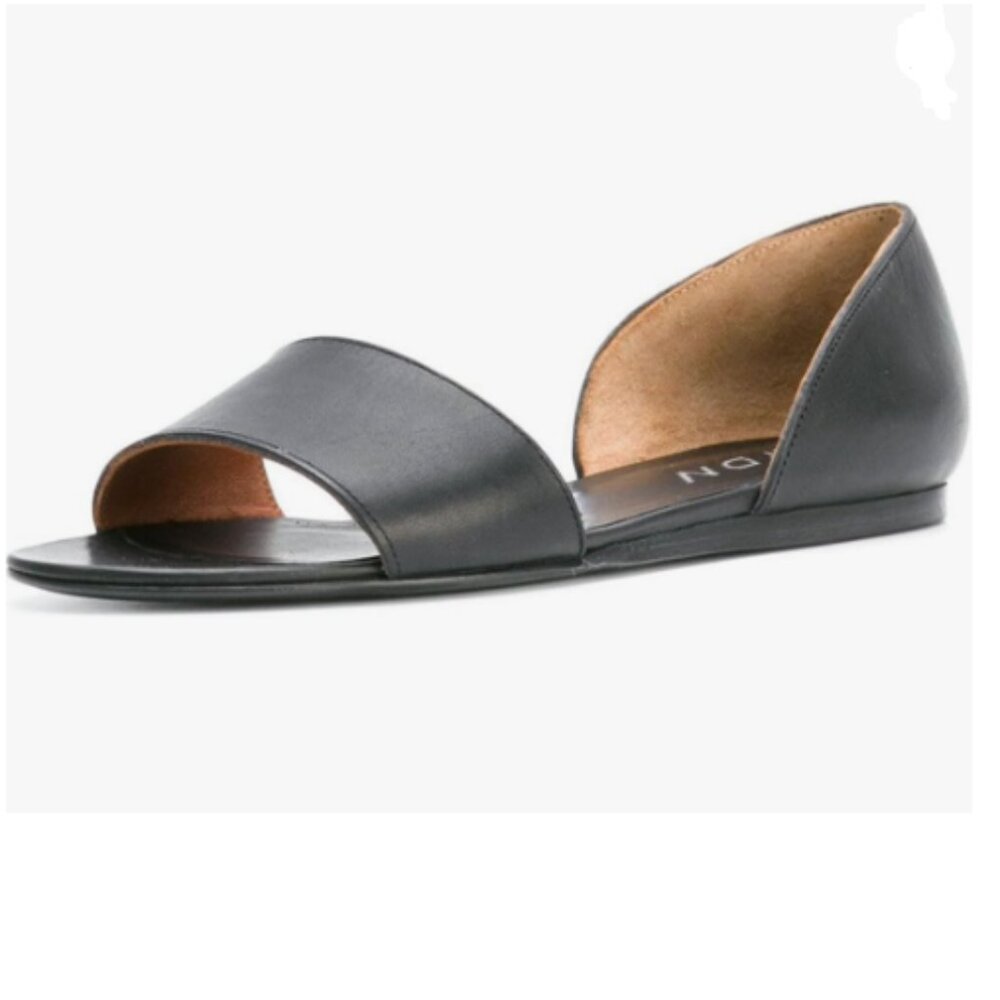 YDN Black Comfy Peep Toe D'Orsay Casual Flats Sandals Slip on Daily Walking Shoe